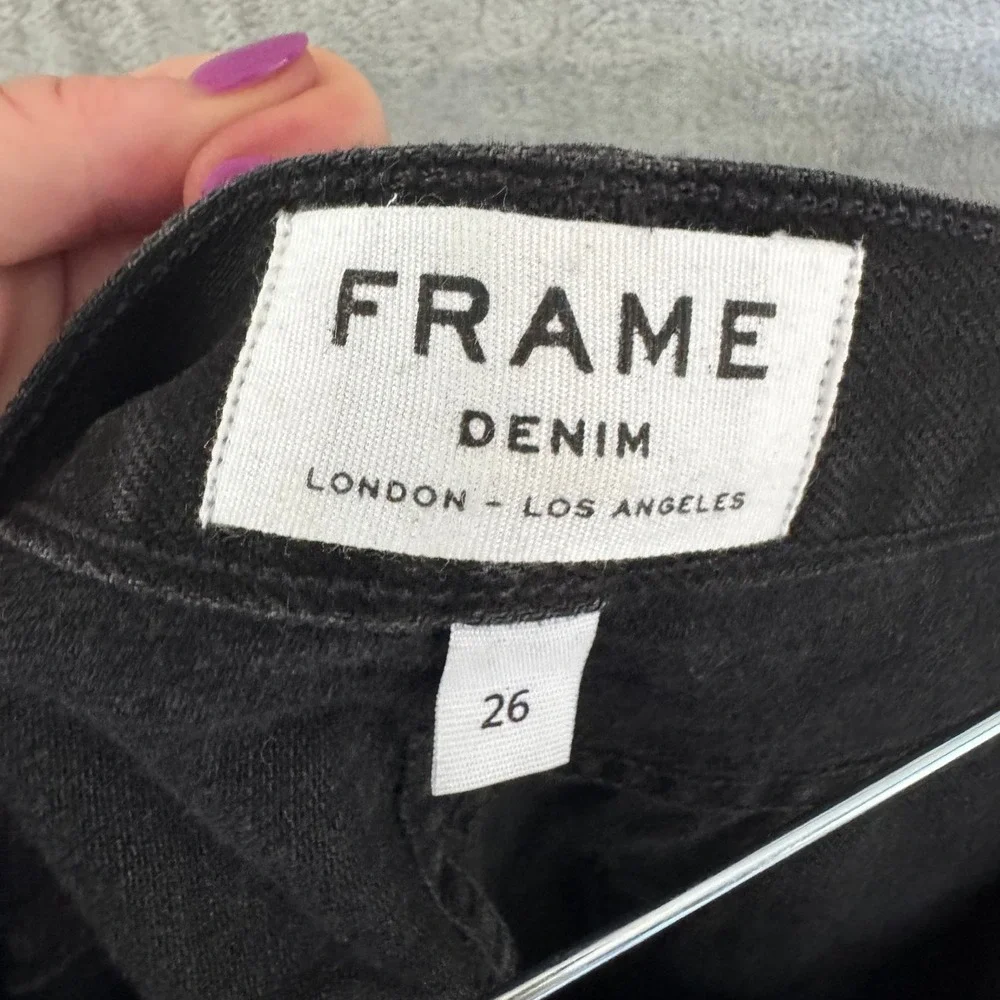NWT FRAME Denim Le Original Grayridge‎ Distressed Black Straight Leg Jeans 26 30